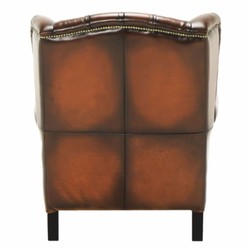 Luxus Chesterfield Leder Echtleder Ohrensessel Vintage Braun Schwarz