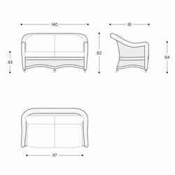Casa Padrino divano di lusso a 2 posti in rattan miele / bianco / blu 140 cm - Mobili in rattan