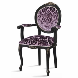 Casa Padrino sedia da pranzo barocco di lusso con braccioli viola / nero / oro