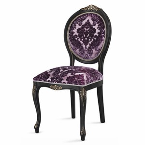 Luxus Barock Esszimmer Stuhl Lila Schwarz Gold