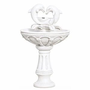 Casa Padrino Fuente Art Nouveau Delfines Blanco Al. 128 cm - Fuente de Jardín