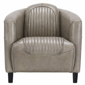 Casa Padrino Luxury Leather Armchair Gray / Black - Genuine Leather Living Room Furniture