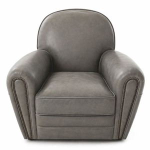 Casa Padrino Luxury Genuine Leather Living Room Armchair Gray - Leather Furniture