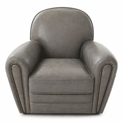 Luxus Leder Echtleder Sessel Grau