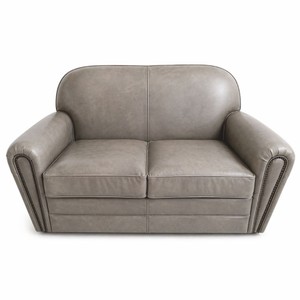 Casa Padrino luxury leather sofa gray 150 cm - Genuine leather living room sofa