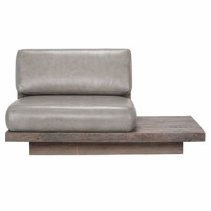 Casa Padrino luxury genuine leather armchair left side gray / brown - Modular living room armchair