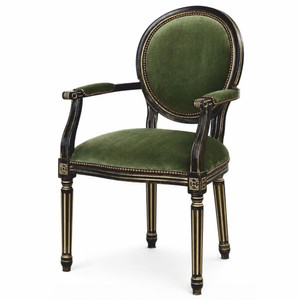 Casa Padrino sedia da pranzo barocco di lusso con braccioli verde / nero / oro - Mobili barocchi