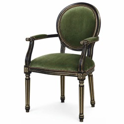 Casa Padrino silla de comedor barroco de lujo con reposabrazos verde / negro / oro - Muebles barrocos