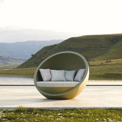 Luxus Garten Liegeinsel Sonneninsel Matt Grün Grau