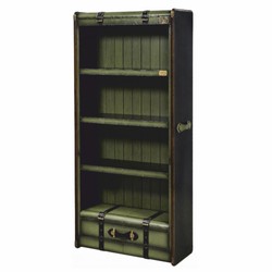 Casa Padrino armoire étagère de luxe en optique valise vert / noir / marron / laiton H. 187,5 cm