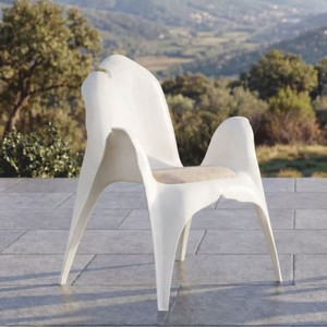 Casa Padrino silla de jardín de lujo con reposabrazos blanco mate / beige - Muebles de jardín y terraza