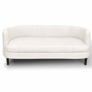 Casa Padrino Luxury Leather Sofa White / Black 180 cm - Genuine Leather Living Room Furniture