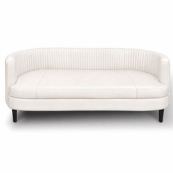 Casa Padrino sofá de piel de lujo blanco / negro 180 cm - Muebles de salón de cuero genuino