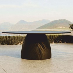 Runder Luxus Garten Terrassen Tisch Esstisch Matt Braun