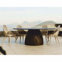 Runder Luxus Garten Terrassen Tisch Esstisch Matt Braun