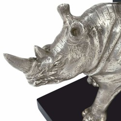 Casa Padrino Luxury Bookend Set Rhinoceros Silver / Black - Desk Decoration