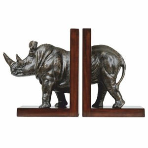 Casa Padrino Luxury Bookend Set Rhinoceros Bronze / Dark Brown - Desk Decoration