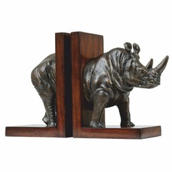 Casa Padrino ensemble de serre-livres de luxe rhinocéros bronze / marron foncé - Décoration de bureau