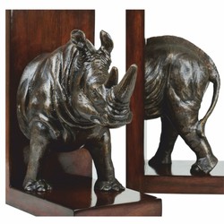 Casa Padrino ensemble de serre-livres de luxe rhinocéros bronze / marron foncé - Décoration de bureau