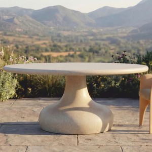 Casa Padrino mesa de comedor de jardín de lujo beige mate Ø 180 cm - Muebles de jardín de lujo