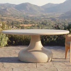 Casa Padrino Luxury Garden Dining Table Matte Beige Ø 180 cm - Luxury Garden Furniture