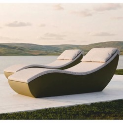 Casa Padrino chaise longue de jardin de luxe vert mat / gris 180 cm - Mobilier d'hôtel et de jardin