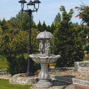 Casa Padrino fuente barroco gris Ø 79 x Al. 138 cm - Fuente de jardín nostálgica