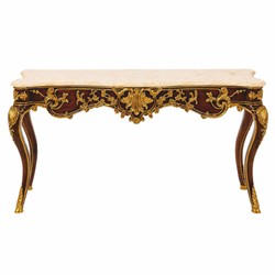 Casa Padrino console baroque de luxe en acajou marron foncé / or / crème 155 cm