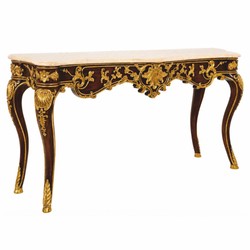 Casa Padrino console baroque de luxe en acajou marron foncé / or / crème 155 cm