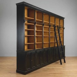 Casa Padrino armario de libros de estilo campestre con escalera negro antiguo / natural 500 cm