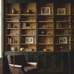 Casa Padrino armario de libros de estilo campestre con escalera negro antiguo / natural 500 cm