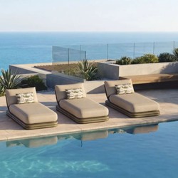 Casa Padrino lettino da giardino di lusso beige / verde opaco 200 cm - Lettino da piscina di lusso