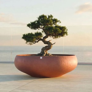 Casa Padrino pot de fleurs de luxe orange mat Ø 94 cm - Décoration de jardin et terrasse