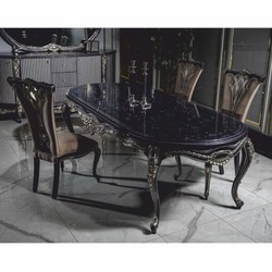 Casa Padrino set di 6 sedie da pranzo barocche di lusso oro / viola - Mobili barocco per sala da pranzo