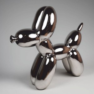 Casa Padrino Decorative Sculpture Balloon Dog Silver Chrome 120 cm - Large Garden Figurine