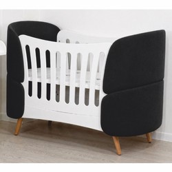 Casa Padrino Luxury Baby Bed White / Black / Natural 145 cm - Baby Furniture