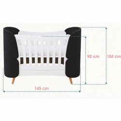 Casa Padrino Luxury Baby Bed White / Black / Natural 145 cm - Baby Furniture