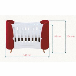 Casa Padrino Luxury Baby Bed White / Red / Natural 145 cm - Baby Furniture