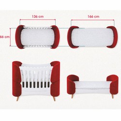Casa Padrino Luxury Baby Bed White / Red / Natural 145 cm - Baby Furniture