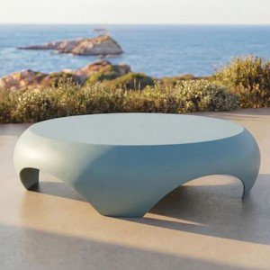 Casa Padrino mesa de jardín de lujo azul mate Ø 140 cm - Mesa de centro redonda de jardín