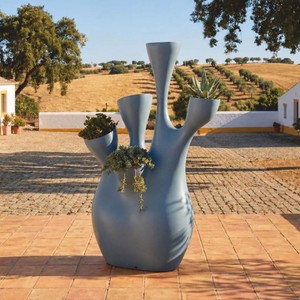 Casa Padrino pot de fleurs de luxe bleu mat H. 200 cm - Accessoires de décoration de jardin