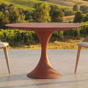 Casa Padrino mesa de comedor de jardín de lujo marrón mate Ø 120 cm - Muebles de jardín de lujo