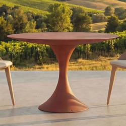 Casa Padrino table à manger de jardin de luxe marron mate Ø 120 cm - Meubles de jardin de luxe