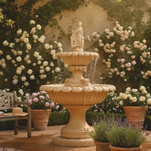 Casa Padrino Fuente Art Nouveau Beige Al. 240 cm - Accesorios de Decoración de Jardín
