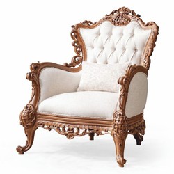 Casa Padrino luxury baroque living room armchair white / brown - Baroque style furniture