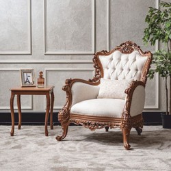 Casa Padrino luxury baroque living room armchair white / brown - Baroque style furniture