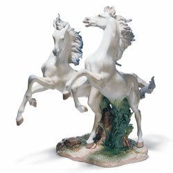 Casa Padrino escultura decorativa de lujo en porcelana caballos Al. 53 cm - Hecha a mano