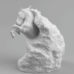 Casa Padrino Escultura Decorativa de Lujo en Porcelana Caballo Fantasma 50 cm - Hecha a Mano
