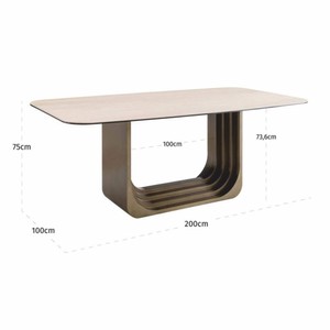 Casa Padrino Luxus Esstisch Beige / Bronze 200 cm - Hotel & Esszimmer Möbel