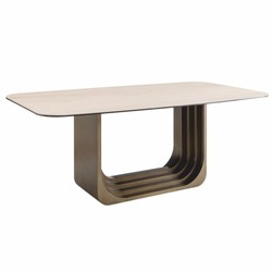 Casa Padrino mesa de comedor de lujo beige / bronce 200 cm - Muebles de hotel y comedor